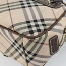 BURBERRY Nova Check Blue Label Shoulder Bag Nylon Beige Silver Auth bs32647-12
