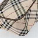 BURBERRY Nova Check Blue Label Shoulder Bag Nylon Beige Silver Auth bs32647-13