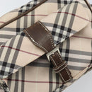 BURBERRY Nova Check Blue Label Shoulder Bag Nylon Beige Silver Auth bs32647-14