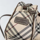 BURBERRY Nova Check Blue Label Shoulder Bag Nylon Beige Silver Auth bs32647-16