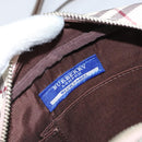 BURBERRY Nova Check Blue Label Shoulder Bag Nylon Beige Silver Auth bs32647-17
