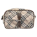 BURBERRY Nova Check Blue Label Shoulder Bag Nylon Beige Silver Auth bs32647-2