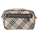 BURBERRY Nova Check Blue Label Shoulder Bag Nylon Beige Silver Auth bs32647-3