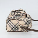 BURBERRY Nova Check Blue Label Shoulder Bag Nylon Beige Silver Auth bs32647-4