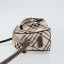 BURBERRY Nova Check Blue Label Shoulder Bag Nylon Beige Silver Auth bs32647-5
