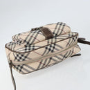 BURBERRY Nova Check Blue Label Shoulder Bag Nylon Beige Silver Auth bs32647-6