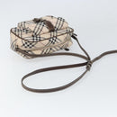 BURBERRY Nova Check Blue Label Shoulder Bag Nylon Beige Silver Auth bs32647-7