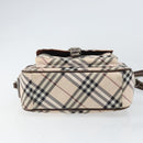 BURBERRY Nova Check Blue Label Shoulder Bag Nylon Beige Silver Auth bs32647-9