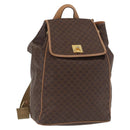 CELINE Macadam Canvas Backpack PVC Leather Brown Gold Auth bs32649-1