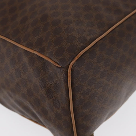 CELINE Macadam Canvas Backpack PVC Leather Brown Gold Auth bs32649