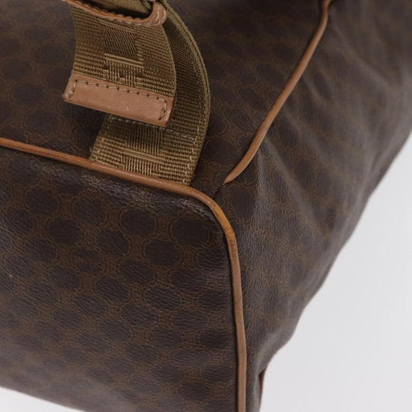 CELINE Macadam Canvas Backpack PVC Leather Brown Gold Auth bs32649