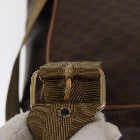 CELINE Macadam Canvas Backpack PVC Leather Brown Gold Auth bs32649