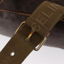 CELINE Macadam Canvas Backpack PVC Leather Brown Gold Auth bs32649-10