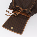 CELINE Macadam Canvas Backpack PVC Leather Brown Gold Auth bs32649-21