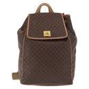 CELINE Macadam Canvas Backpack PVC Leather Brown Gold Auth bs32649-13