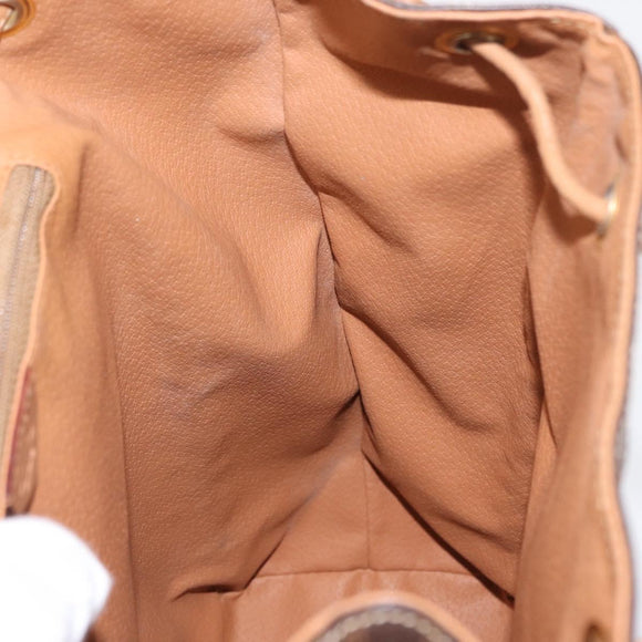 CELINE Macadam Canvas Backpack PVC Leather Brown Gold Auth bs32649