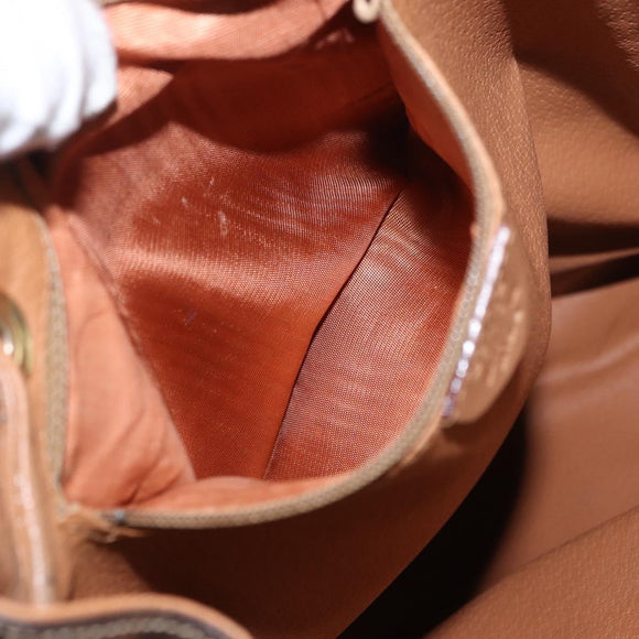 CELINE Macadam Canvas Backpack PVC Leather Brown Gold Auth bs32649