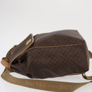CELINE Macadam Canvas Backpack PVC Leather Brown Gold Auth bs32649-4