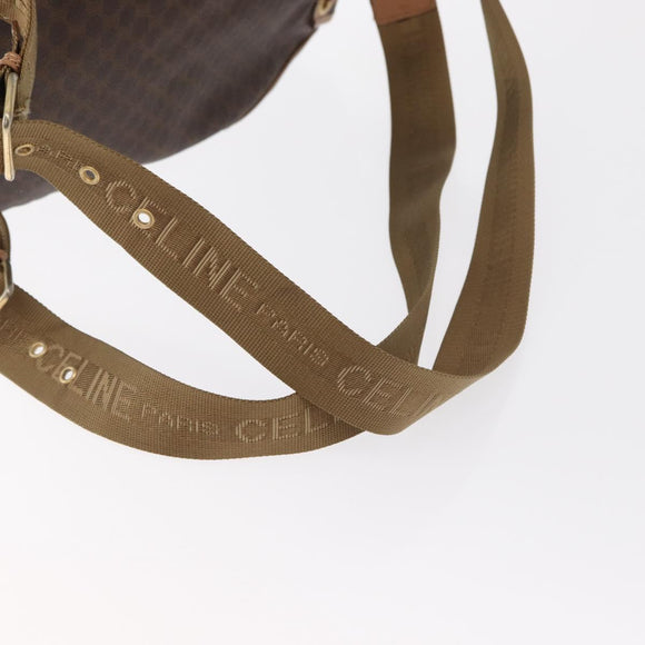 CELINE Macadam Canvas Backpack PVC Leather Brown Gold Auth bs32649