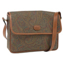 VALENTINO Shoulder Bag PVC Canvas Brown Gold Auth bs32650-1