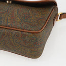 VALENTINO Shoulder Bag PVC Canvas Brown Gold Auth bs32650-9