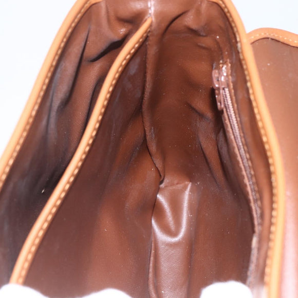 VALENTINO Shoulder Bag PVC Canvas Brown Gold Auth bs32650