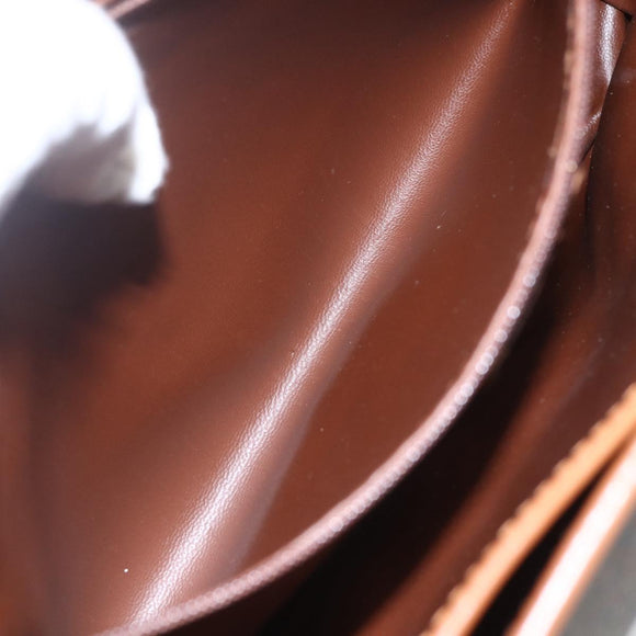 VALENTINO Shoulder Bag PVC Canvas Brown Gold Auth bs32650