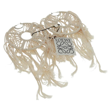 LOEWE Earring Canvas White Silver Auth bs32653V