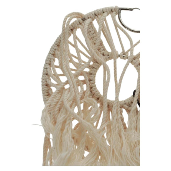 LOEWE Earring Canvas White Silver Auth bs32653V