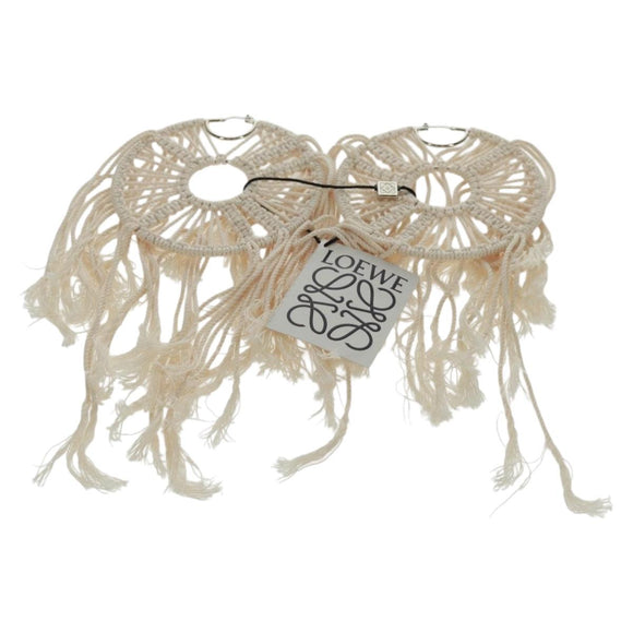 LOEWE Earring Canvas White Silver Auth bs32653V