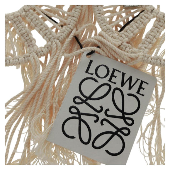 LOEWE Earring Canvas White Silver Auth bs32653V