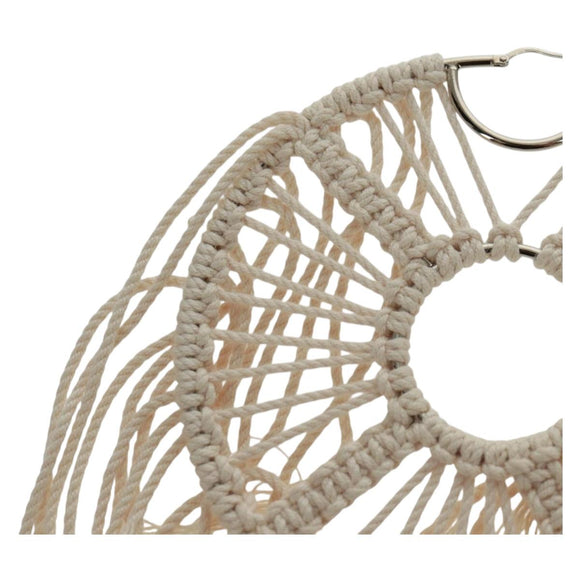 LOEWE Earring Canvas White Silver Auth bs32653V