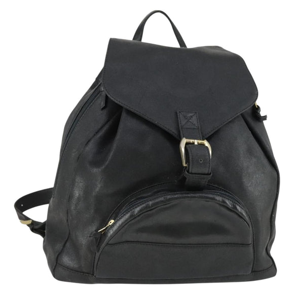 Gianni Versace Backpack Leather Black Gold Auth bs32654