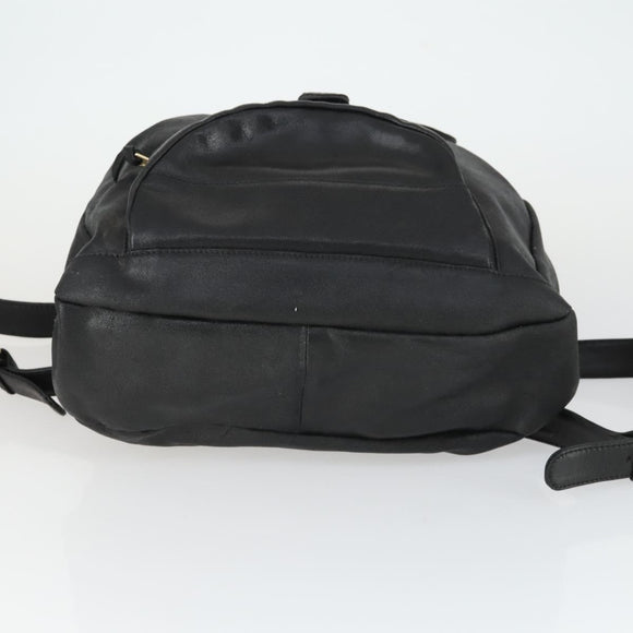 Gianni Versace Backpack Leather Black Gold Auth bs32654