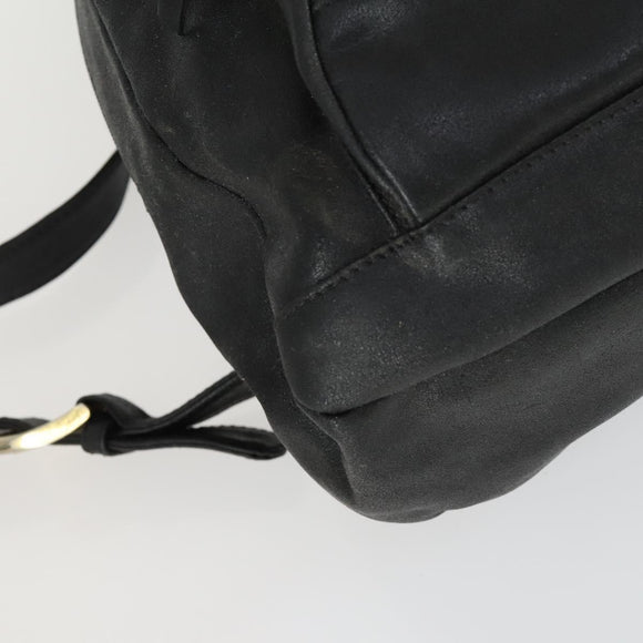 Gianni Versace Backpack Leather Black Gold Auth bs32654