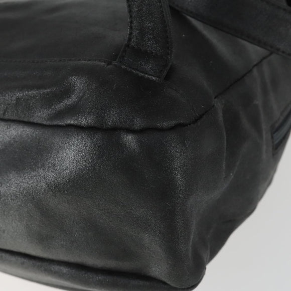 Gianni Versace Backpack Leather Black Gold Auth bs32654