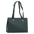 CELINE Tote Bag Leather Green Gold Auth bs32656-1