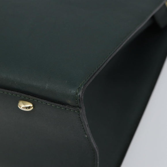 CELINE Tote Bag Leather Green Gold Auth bs32656