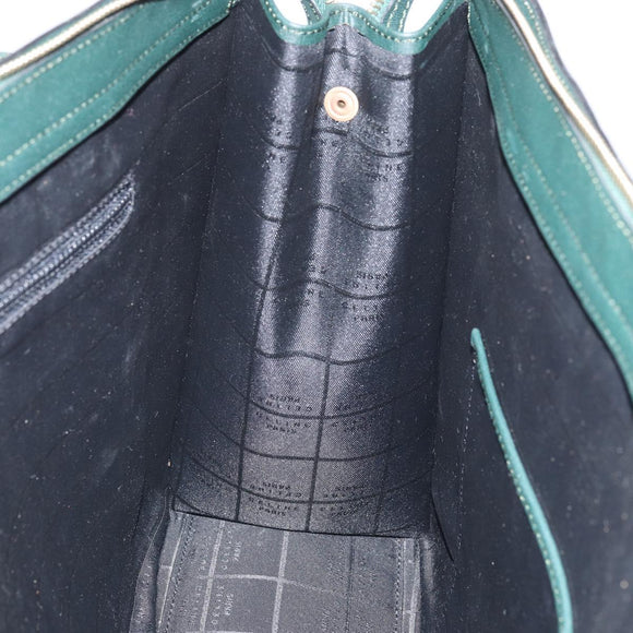 CELINE Tote Bag Leather Green Gold Auth bs32656