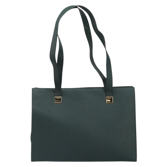 CELINE Tote Bag Leather Green Gold Auth bs32656