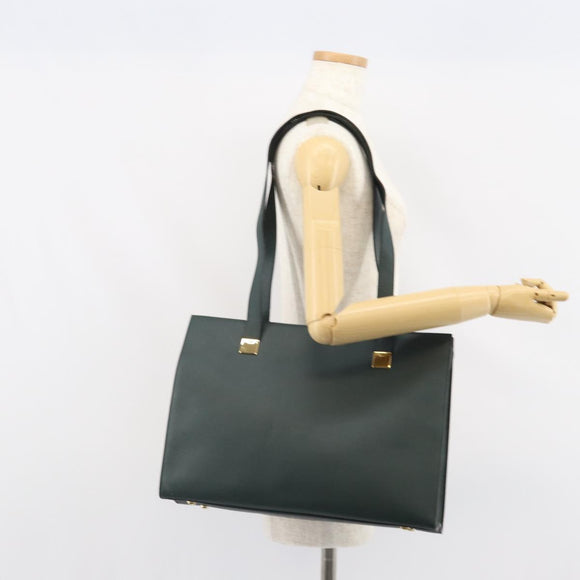 CELINE Tote Bag Leather Green Gold Auth bs32656
