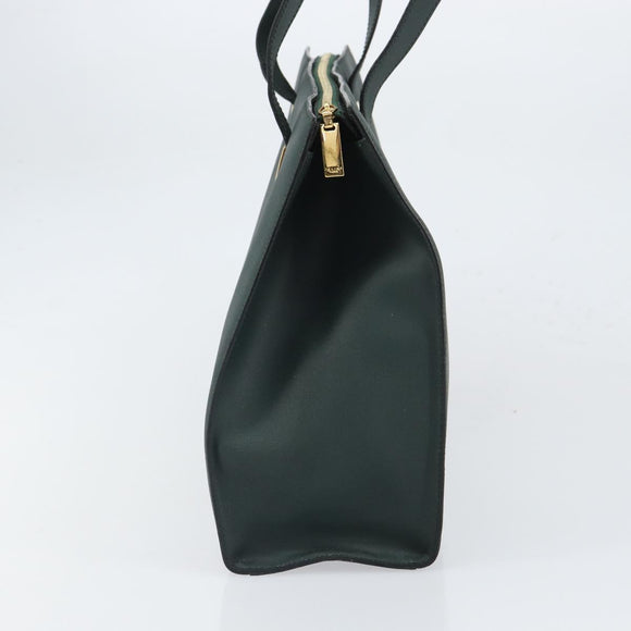 CELINE Tote Bag Leather Green Gold Auth bs32656