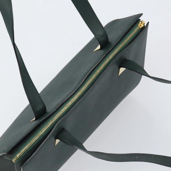 CELINE Tote Bag Leather Green Gold Auth bs32656