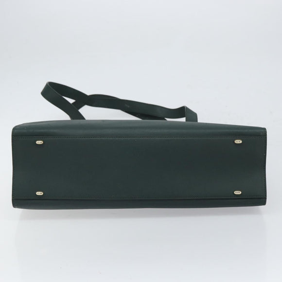 CELINE Tote Bag Leather Green Gold Auth bs32656