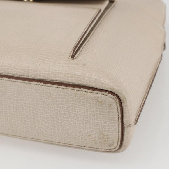 LOEWE Hand Bag Leather Beige Gold Auth bs32657