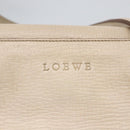 LOEWE Hand Bag Leather Beige Gold Auth bs32657-17
