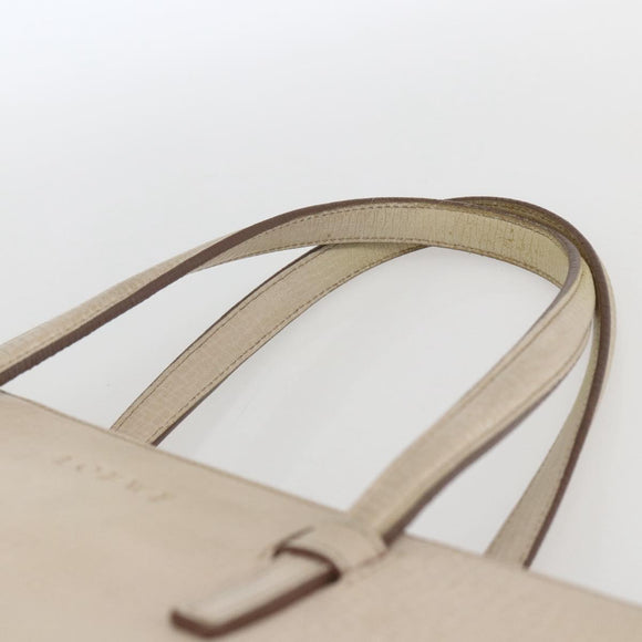 LOEWE Hand Bag Leather Beige Gold Auth bs32657