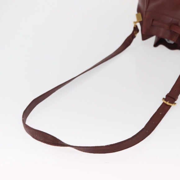 CARTIER Must Line Shoulder Bag Leather Bordeaux Gold Auth bs32660