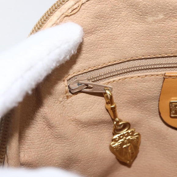 GUCCI Micro GG Supreme Shoulder Bag PVC Beige Gold Auth bs32661