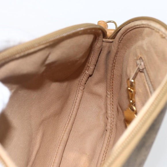 GUCCI Micro GG Supreme Shoulder Bag PVC Beige Gold Auth bs32661